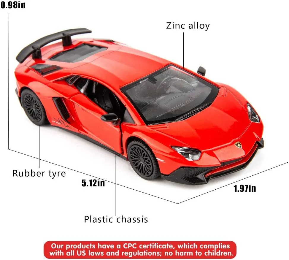1/36 Scale Aventador LP700-4 Casting Car Model, Zinc Alloy Toy Car for Kids, Pull Back Vehicles Toy Car for Toddlers Kids Boys Girls Gift (Red)