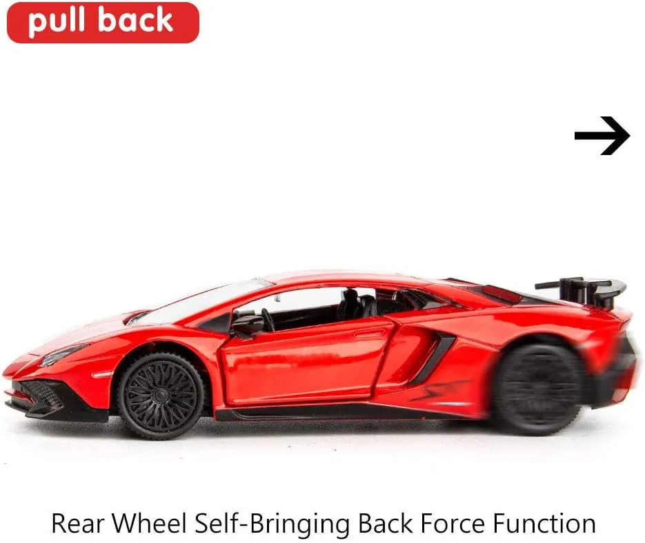 1/36 Scale Aventador LP700-4 Casting Car Model, Zinc Alloy Toy Car for Kids, Pull Back Vehicles Toy Car for Toddlers Kids Boys Girls Gift (Red)