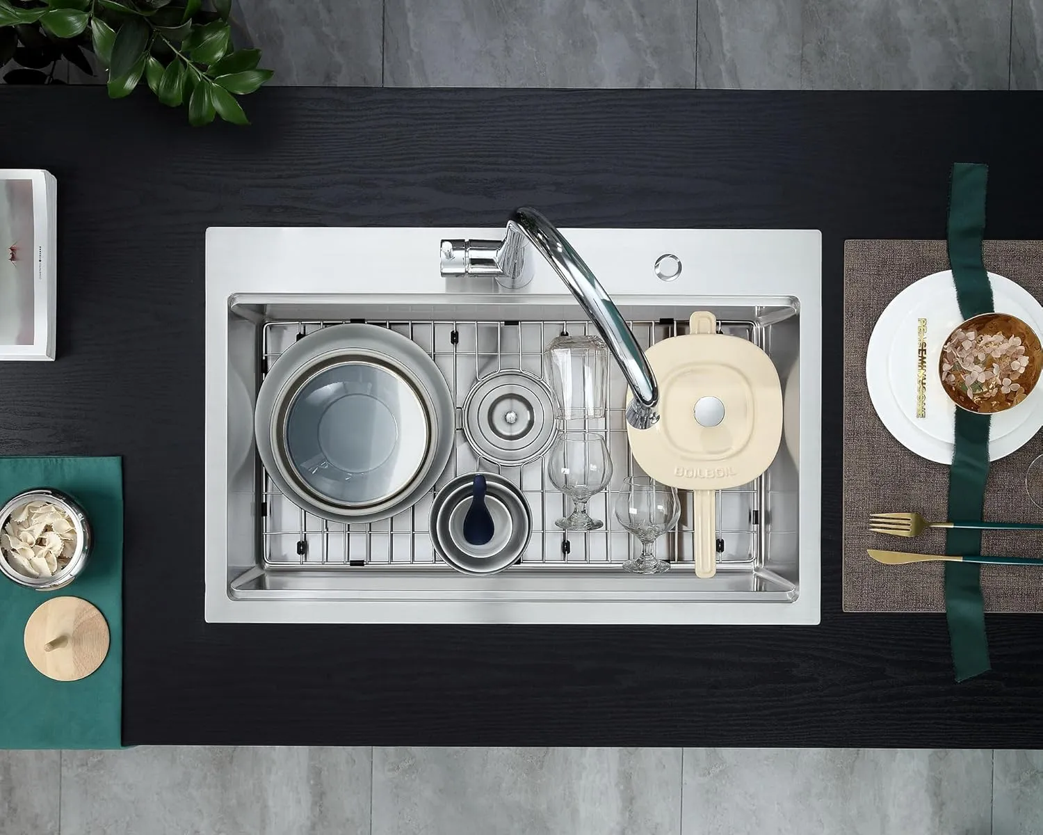 28 Inch Drop in Kitchen Sink with 2 Holes Brushed, 18 Gauge Satinless Steel Kitchen Workstation Sink Drop in, 9 inch Deep Single Bowl Topmount Kitchen Sink with Ledge, D28"xW18"xH9"