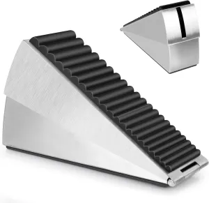 2Pcs Door Stopper-Heavy Duty Door Stoppers Wedge Tall Door Stop for Bottom of Door Security Rubber,Extra Tall 3-inch Adjustable Door Stop Wedge, Spring Loaded Door Holder for All Heavy Doors(Silver)