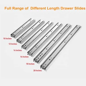 5 Pairs of 10 Inch Drawer Slides 3-Section Full Extension Ball Bearing Side Mount,100 LB Capacity (10 Inch, 5 Pairs)