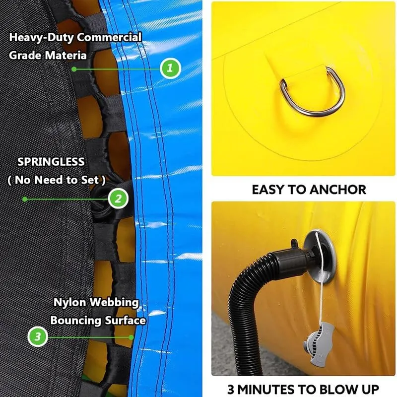 6.5FT 10FT 13FT 16FTInflatable Water Trampoline,Lake Trampoline,with Slide/Tube/Jumping Pillow Bag Bouncing Platform Water Trampoline for Water Park Games