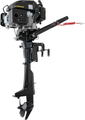 6HP 4 Stroke 140CC Outboard Motor Boat Engine with Air Cooling System TCI Ignition 5000RPM 2.5-9 MPH Single Cylinder Gas Powered Inflatable Boat Motor Fishing Boat Marine Engine