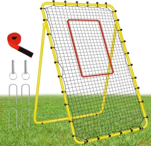 7x4 FT Multi-Sport Rebounder Net for Baseball Volleyball Softball Soccer Lacrosse, Bounce Back Fielding Trainer – Sturdy Steel Frame, Portable with Carry Bag – Great for Team & Solo Training