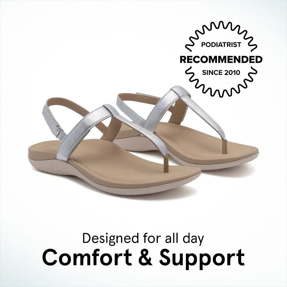 ABEO Women's Oasis T-Strap Arch Support Sandals | Black Flat Sandals with Built-In Orthotic & Metatarsal Pads