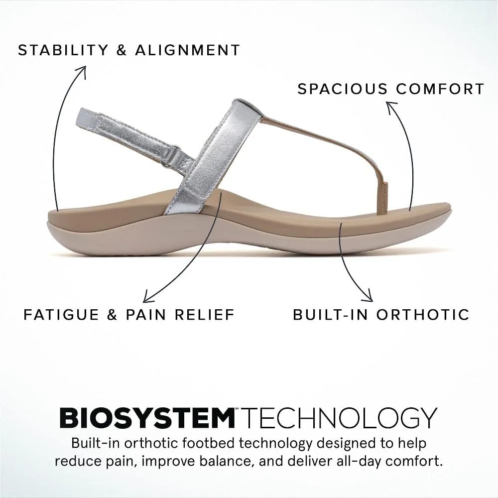 ABEO Women's Oasis T-Strap Arch Support Sandals | Black Flat Sandals with Built-In Orthotic & Metatarsal Pads