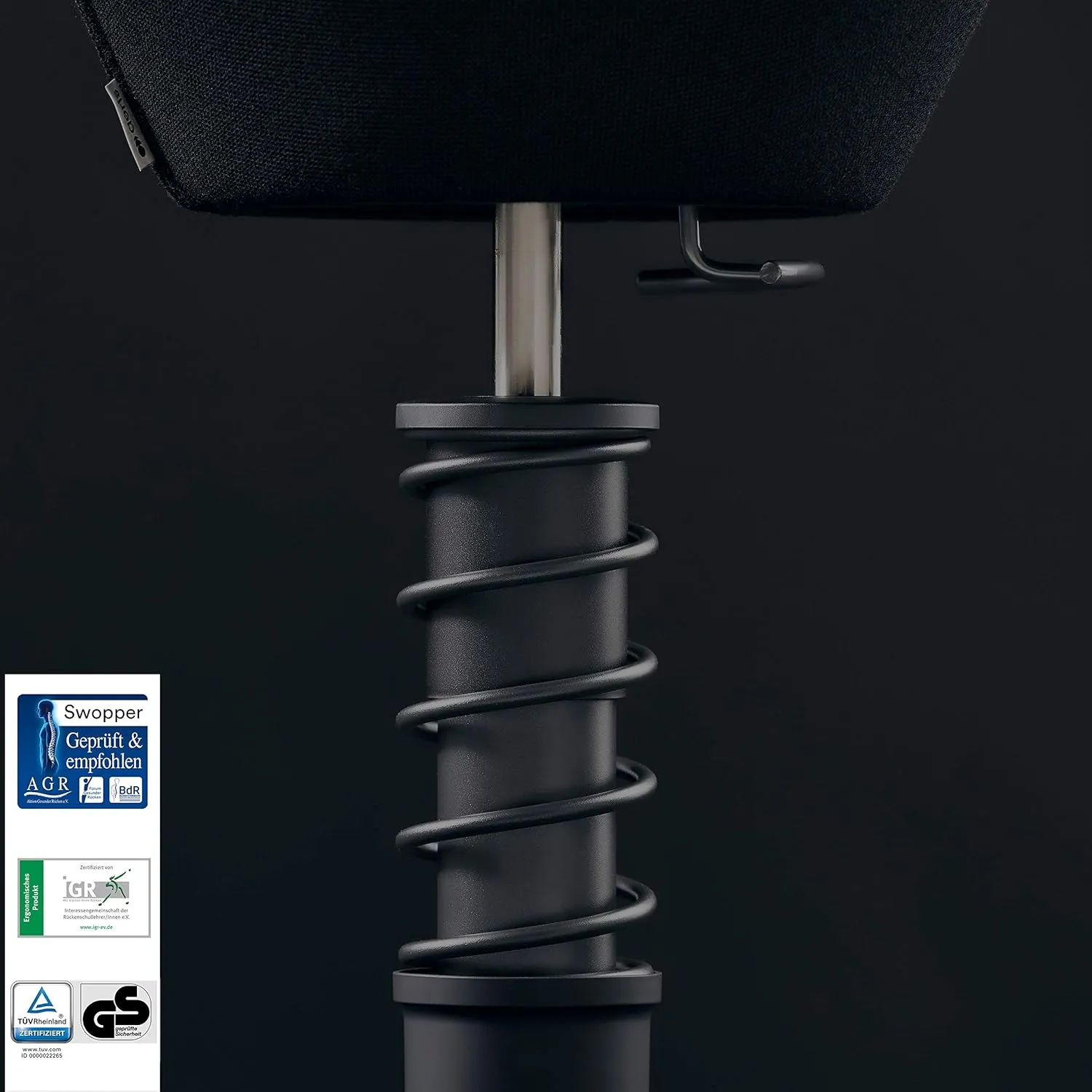 aeris Swopper New Edition Ergonomic stool with castors - Dynamic office chair for a healthy back - office stool and seat trainer - 17.7-23.2" spring strut type Standard