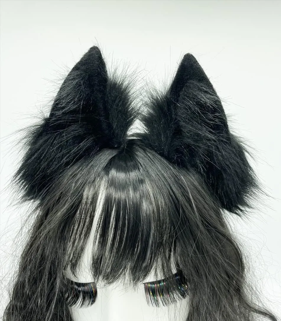 Agymo Handmade Wolf Ears with Gift Box,Animal ears headbands, fox animal ears, Costume Headwear Halloween costume accessory