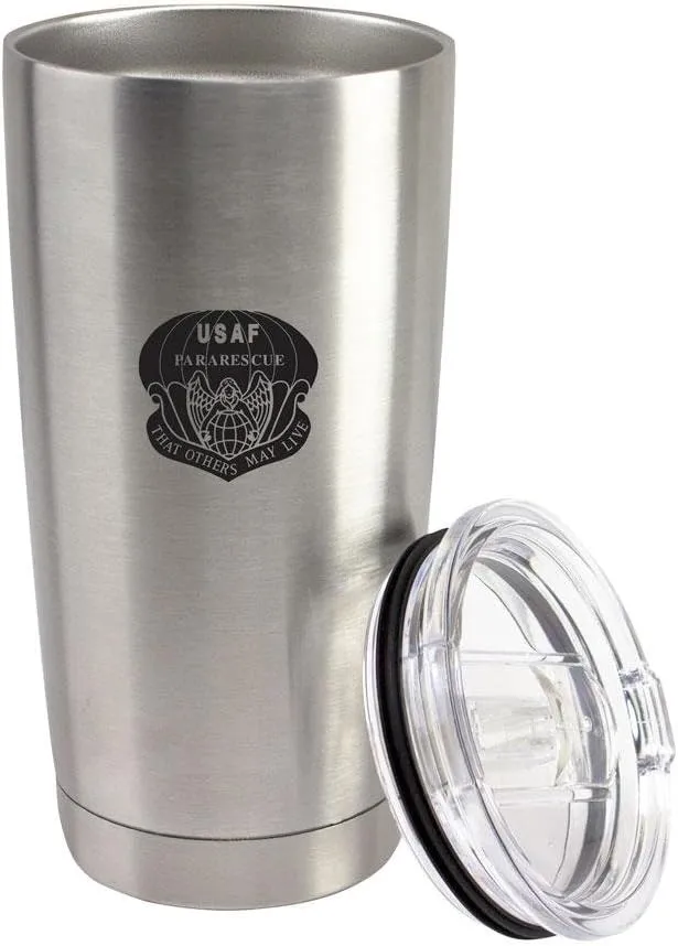 Air Force Pararescue Subdued Badge PJ Parajumper 20 oz Vacuum Sealed 18/8 Stainless Steel Tumbler