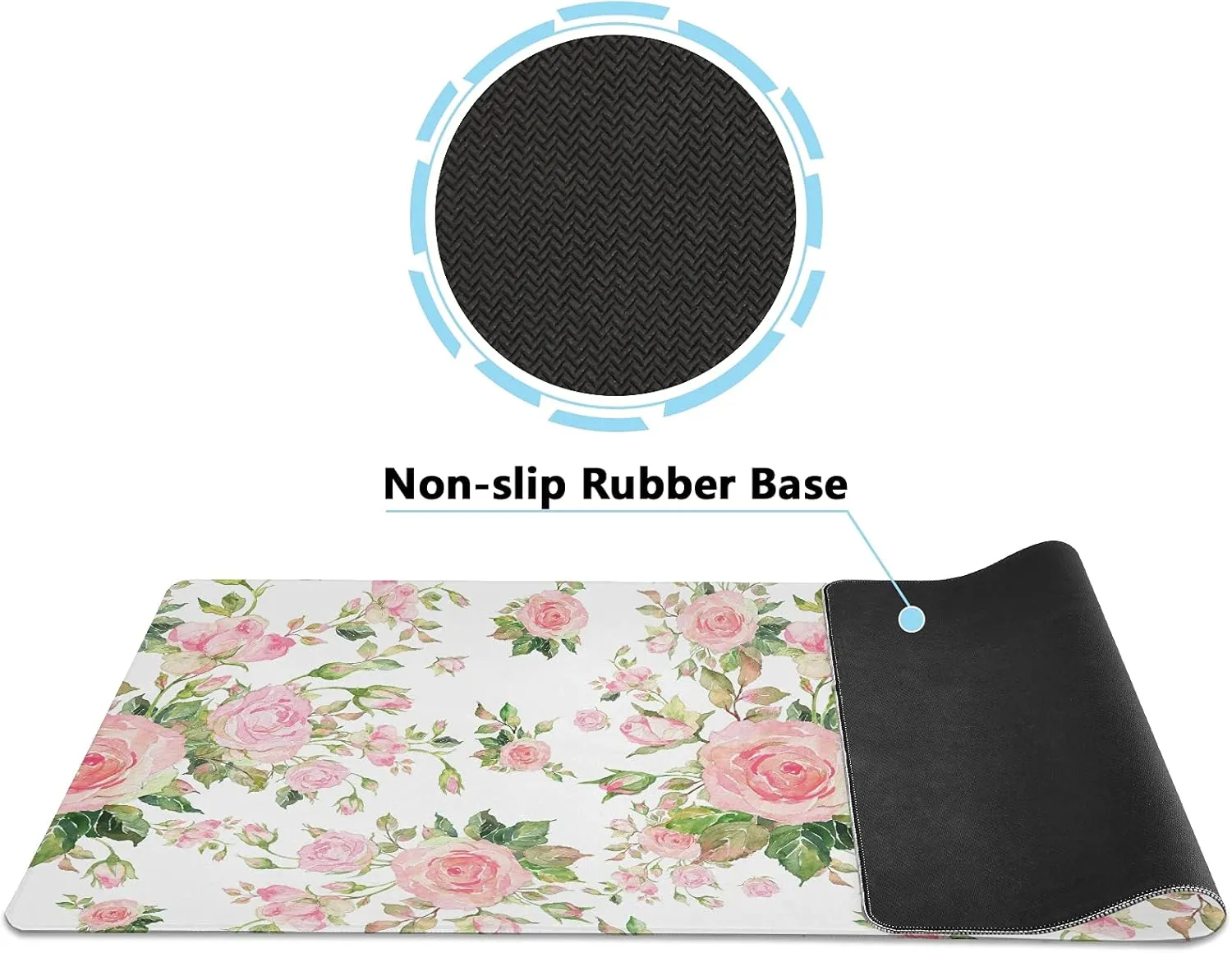 ALAZA Pink Rose Floral Flower Large Gaming Mouse Pad Big Mousepad Mice Keyboard Mat with Non-Slip Rubber Base for Computer Laptop Home & Office, 31.5 X 15.7 inch