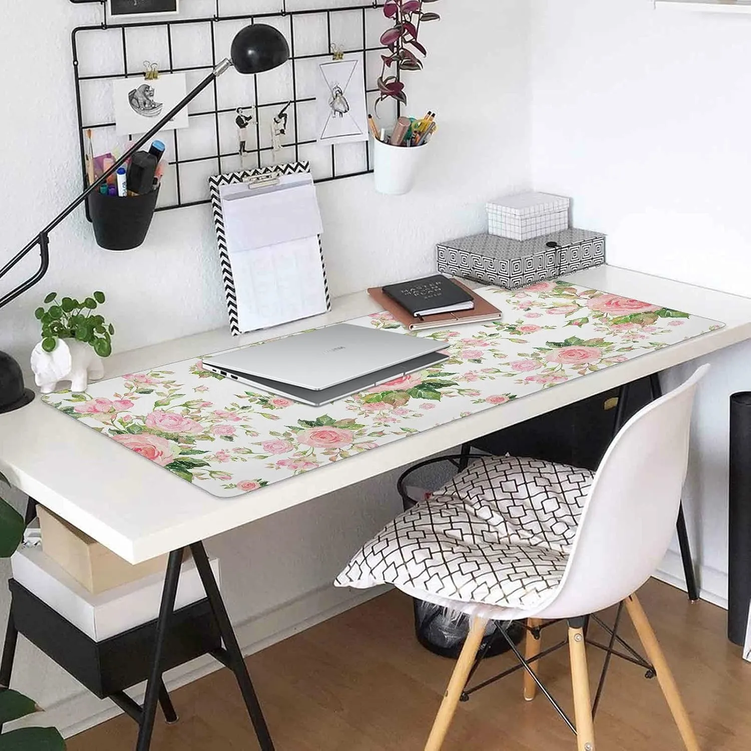 ALAZA Pink Rose Floral Flower Large Gaming Mouse Pad Big Mousepad Mice Keyboard Mat with Non-Slip Rubber Base for Computer Laptop Home & Office, 31.5 X 15.7 inch