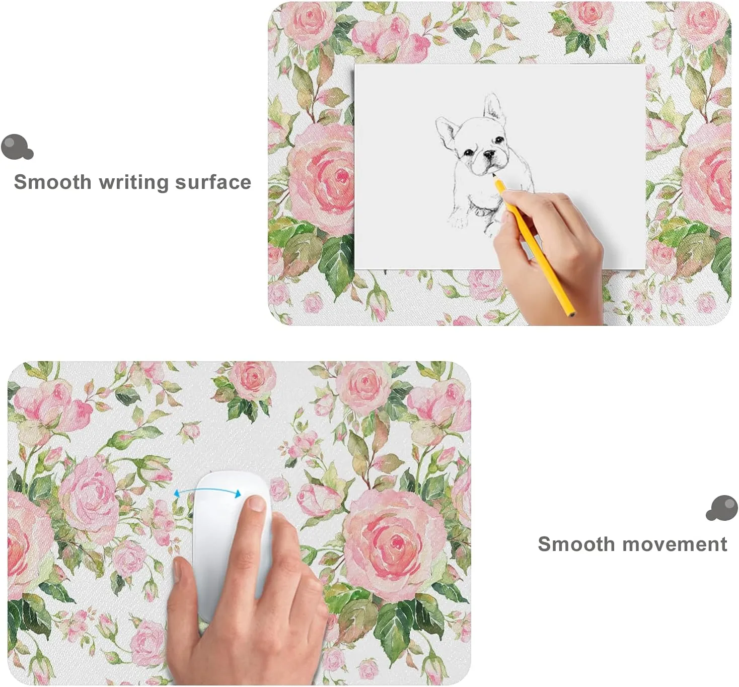 ALAZA Pink Rose Floral Flower Large Gaming Mouse Pad Big Mousepad Mice Keyboard Mat with Non-Slip Rubber Base for Computer Laptop Home & Office, 31.5 X 15.7 inch