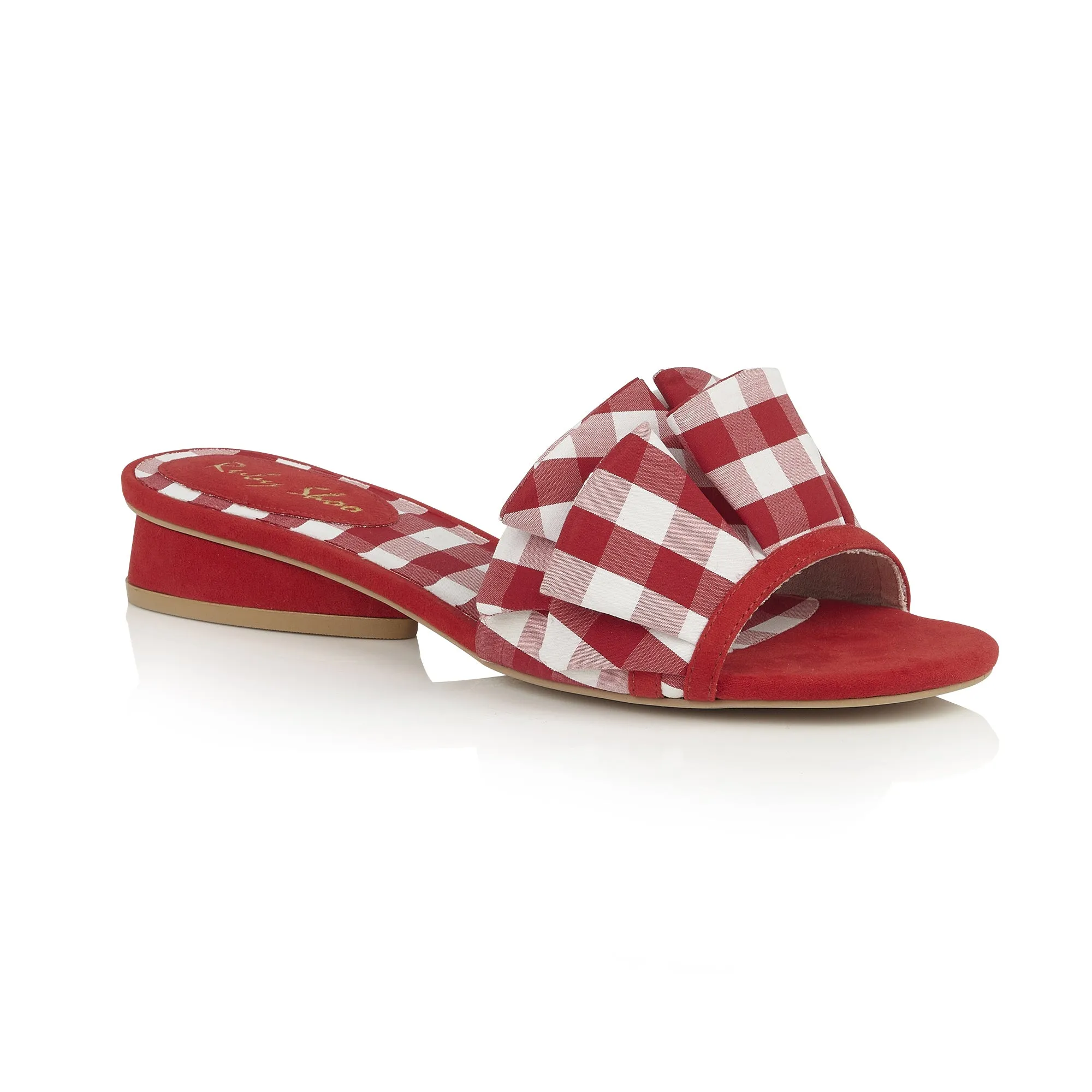 Alena Red Check Slider & Matching Nassau Bag by Ruby Shoo