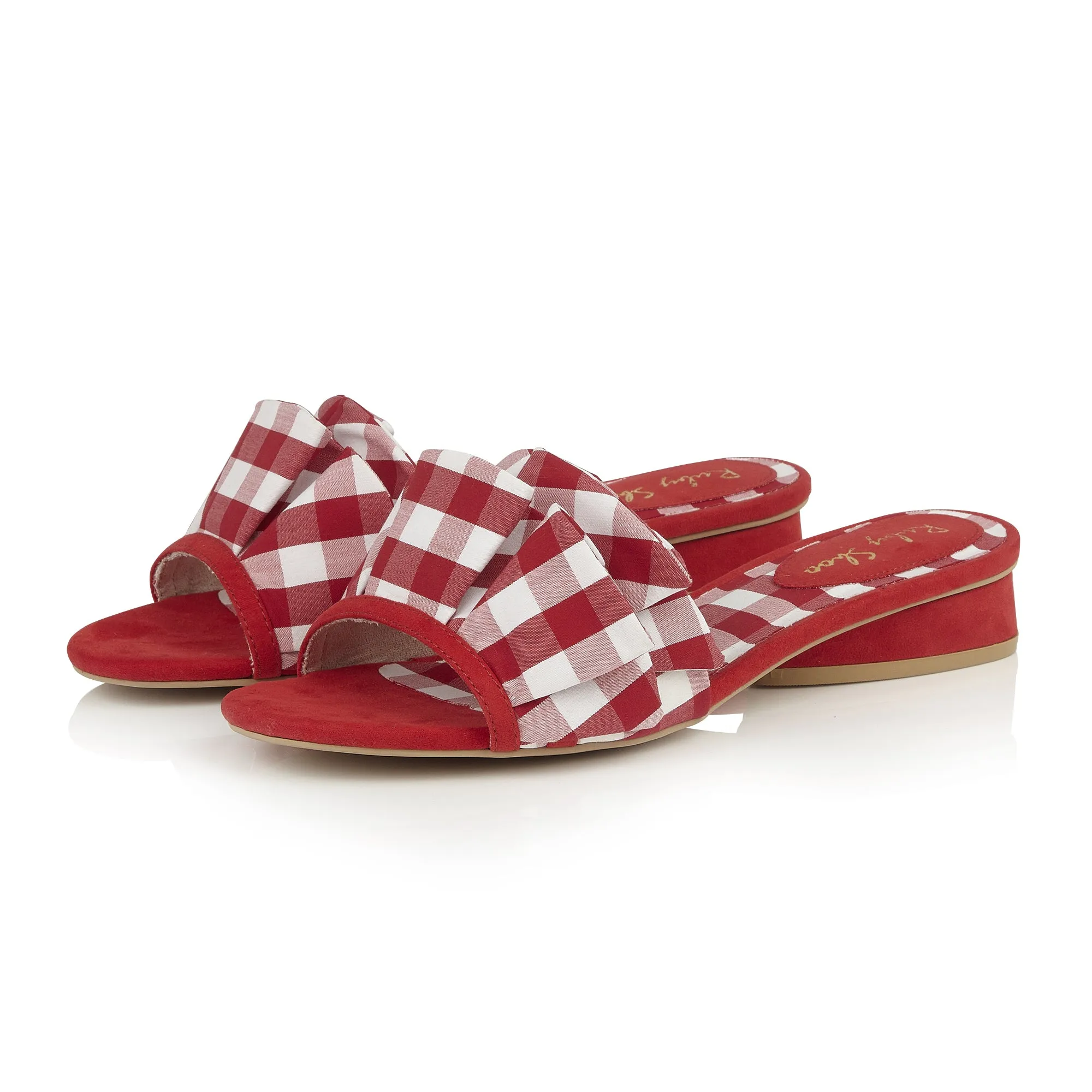 Alena Red Check Slider & Matching Nassau Bag by Ruby Shoo