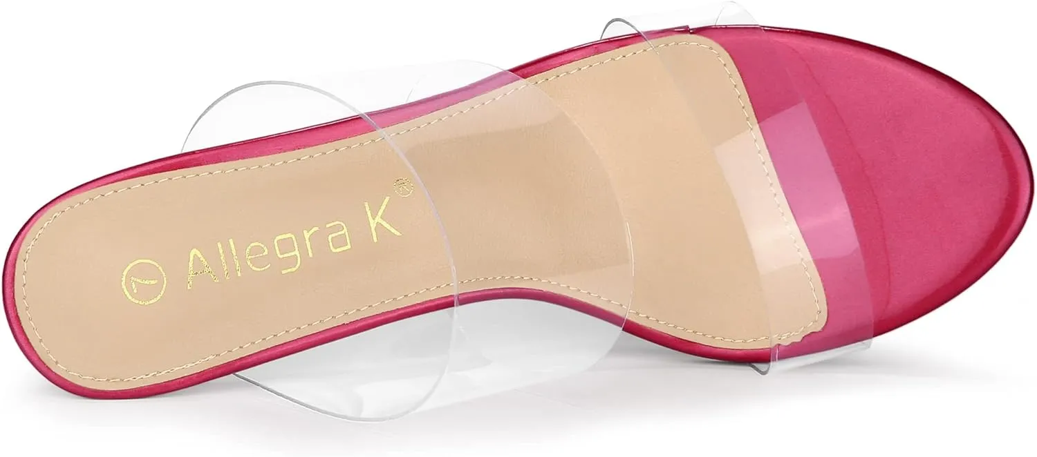Allegra K Women's Clear Slide Stiletto Heel Clear Sandals