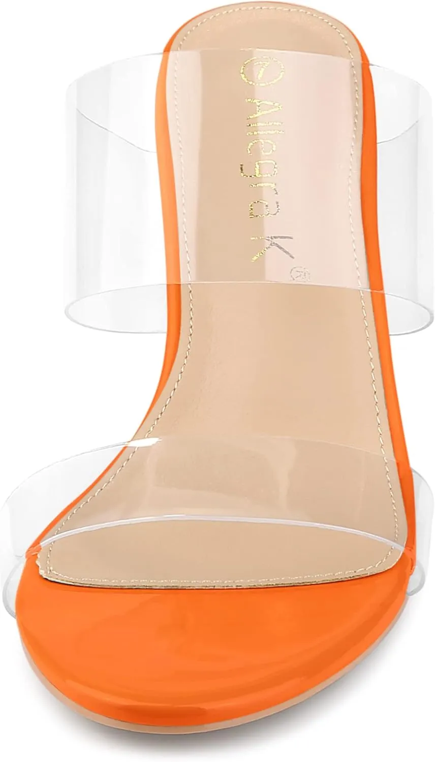 Allegra K Women's Clear Slide Stiletto Heel Clear Sandals