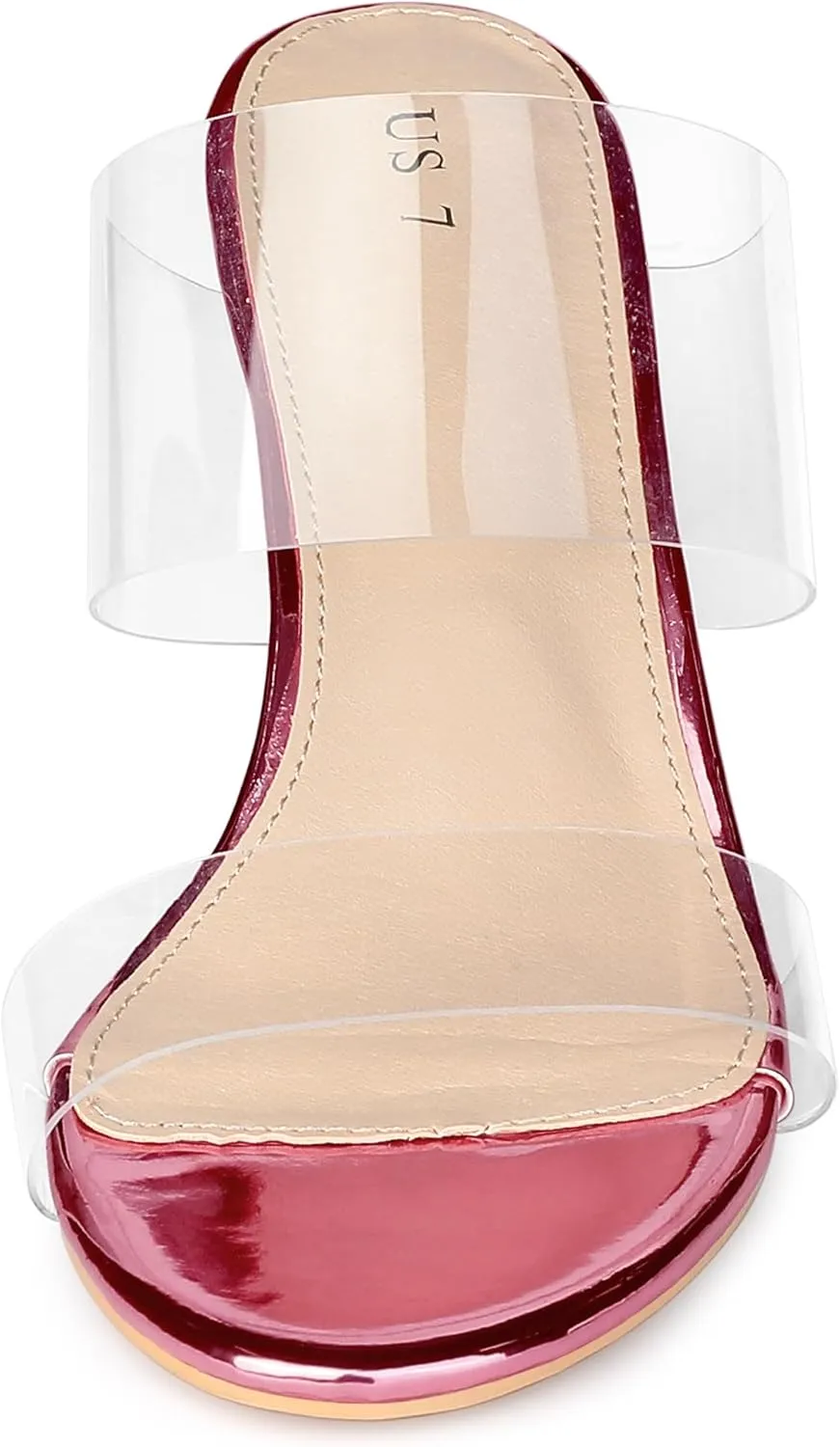 Allegra K Women's Clear Slide Stiletto Heel Clear Sandals