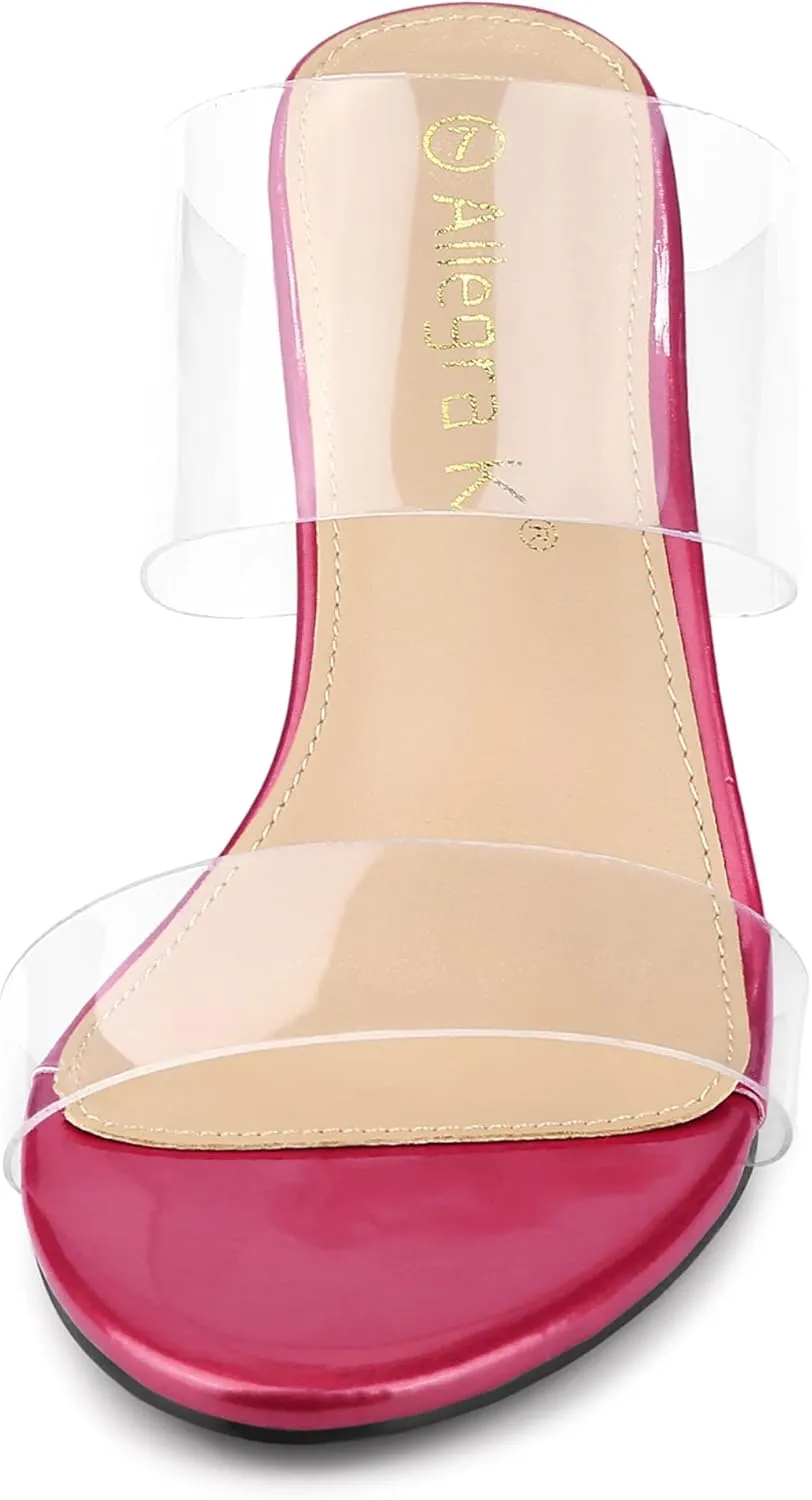 Allegra K Women's Clear Slide Stiletto Heel Clear Sandals