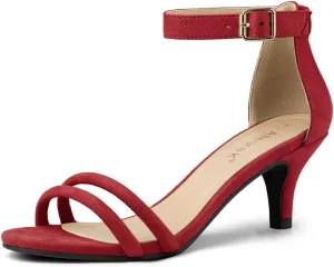Allegra K Women's Kitten Heel Ankle Strap Sandals Shoes