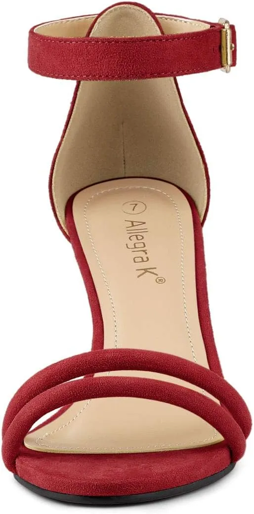 Allegra K Women's Kitten Heel Ankle Strap Sandals Shoes