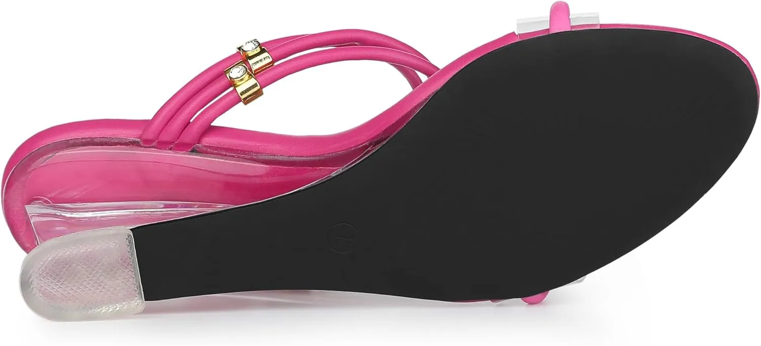 Allegra K Women's Low Wedges Clear Heel Sandals