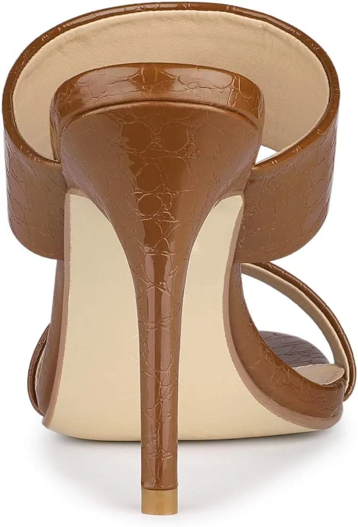 Allegra K Women's Open Toe Stiletto Heel Slide Sandals