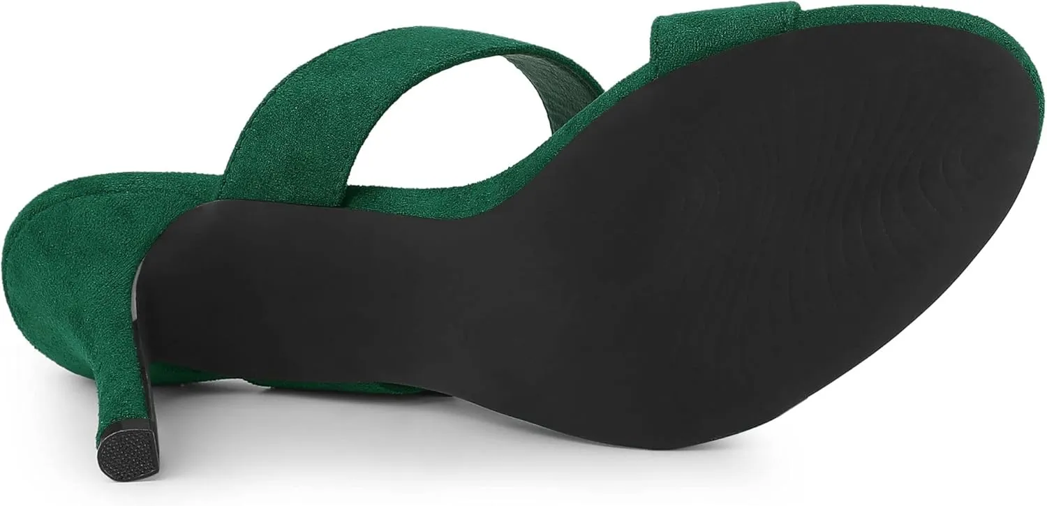 Allegra K Women's Opened Toe Buckle Stiletto Heels Slide Sandals