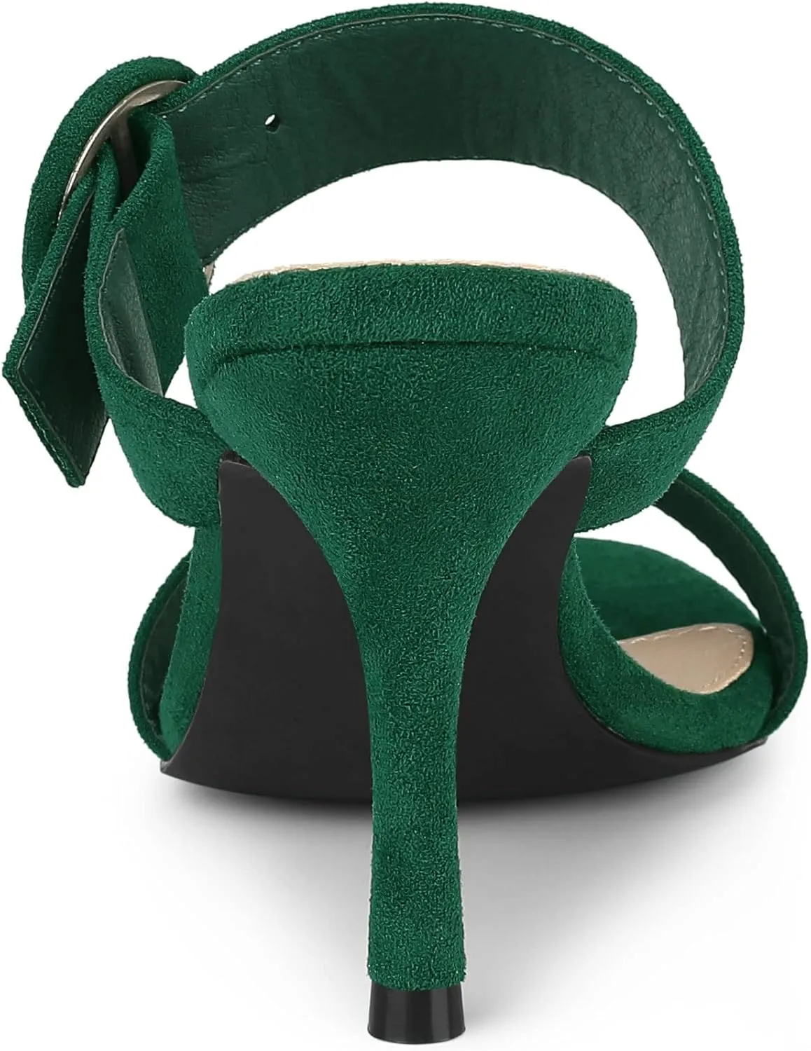 Allegra K Women's Opened Toe Buckle Stiletto Heels Slide Sandals