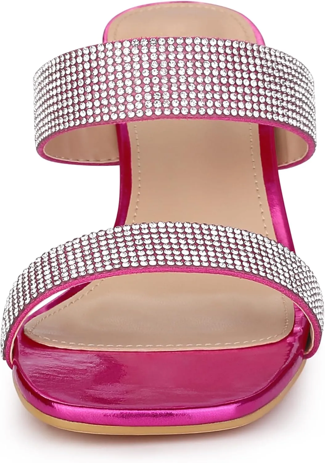 Allegra K Women's Rhinestone Chunky Heel Slide Heel Sandals