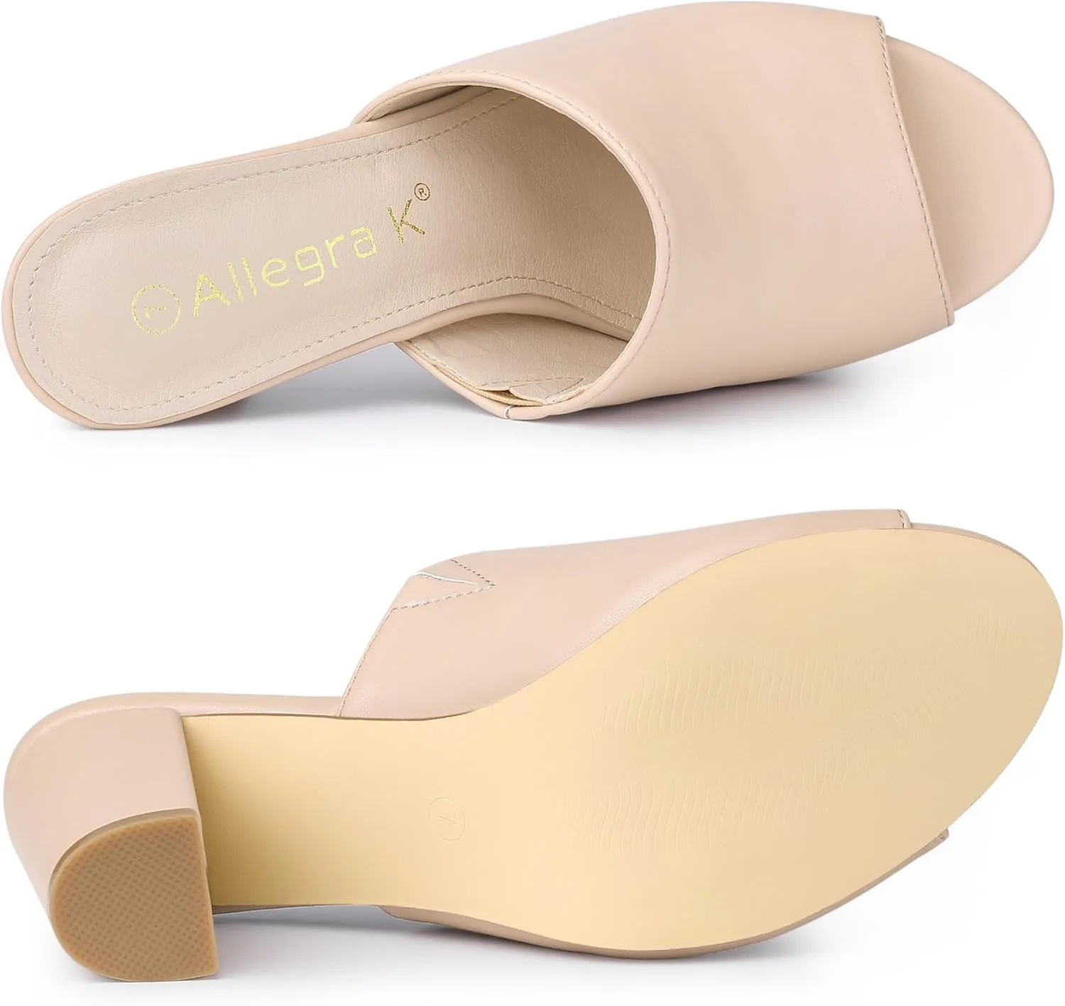 Allegra K Women's Slip on Block Heel Slide Sandals