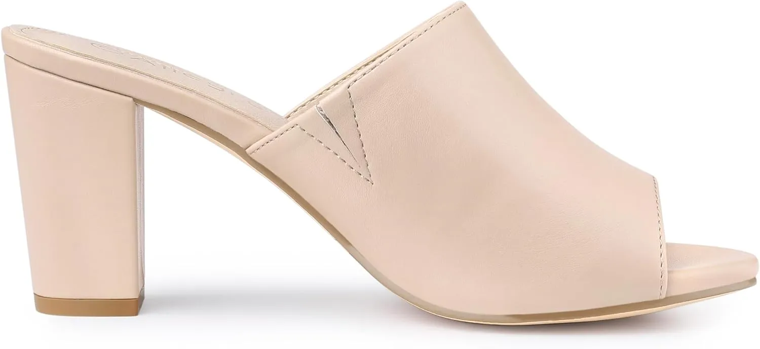 Allegra K Women's Slip on Block Heel Slide Sandals