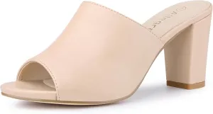 Allegra K Women's Slip on Block Heel Slide Sandals