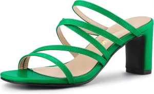 Allegra K Women's Strappy Block Heels Slide Heel Sandals