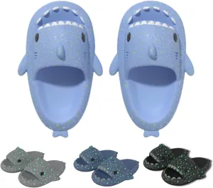 allgala Shark Slides for Women Men and Big Kids Novelty Soft Slippers Open Toe Shark Sandals Cushioned Slides Beach Pool Shower Cruise Slippers with Comfy Cushioned Thick Sole