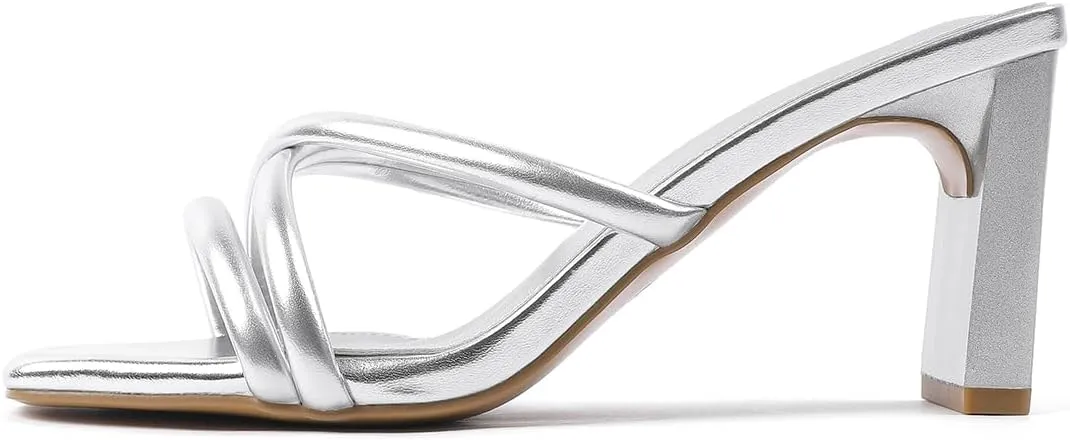 Amoji Women 3 Inch Slip On Heels Lady Heeled Sandal 332