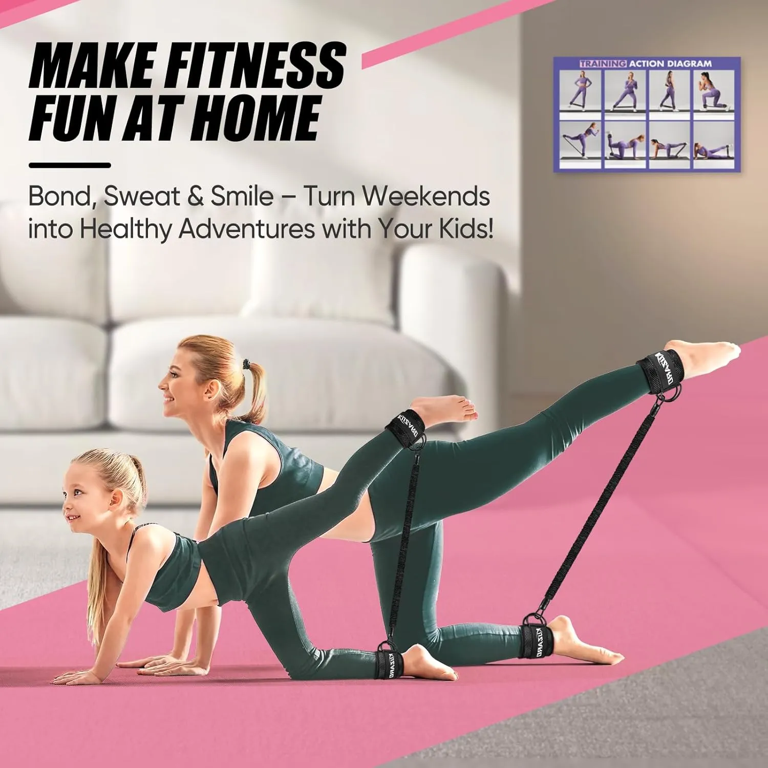 Ankle Resistance Bands with Cuffs, Ankle Weights Bands for Working Out, Women Leg and Glutes Workout Equipment, Exercise Bands for Kickbacks, Butt and Booty Trainer, Home Gym Fitness Equipment