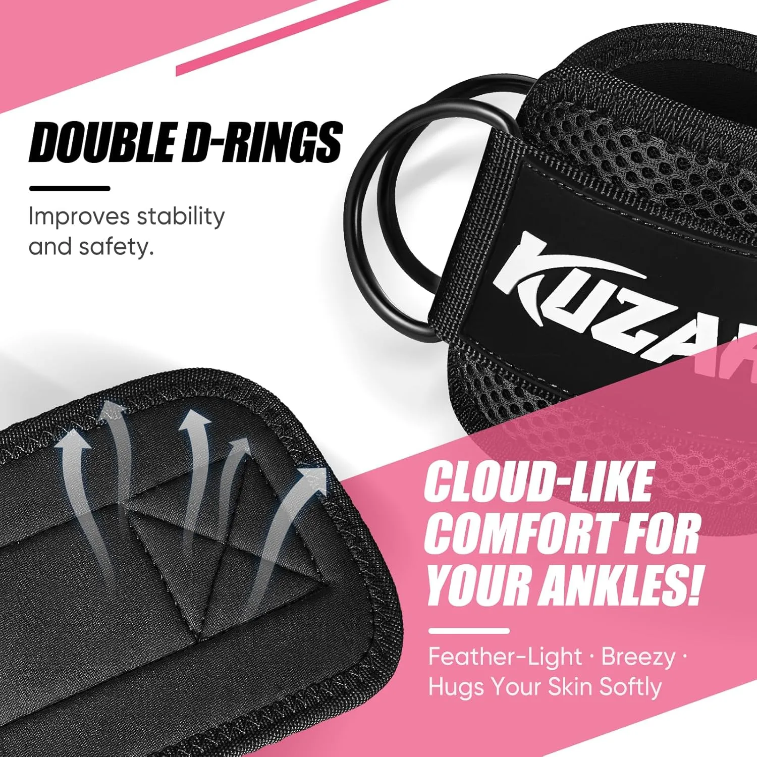 Ankle Resistance Bands with Cuffs, Ankle Weights Bands for Working Out, Women Leg and Glutes Workout Equipment, Exercise Bands for Kickbacks, Butt and Booty Trainer, Home Gym Fitness Equipment
