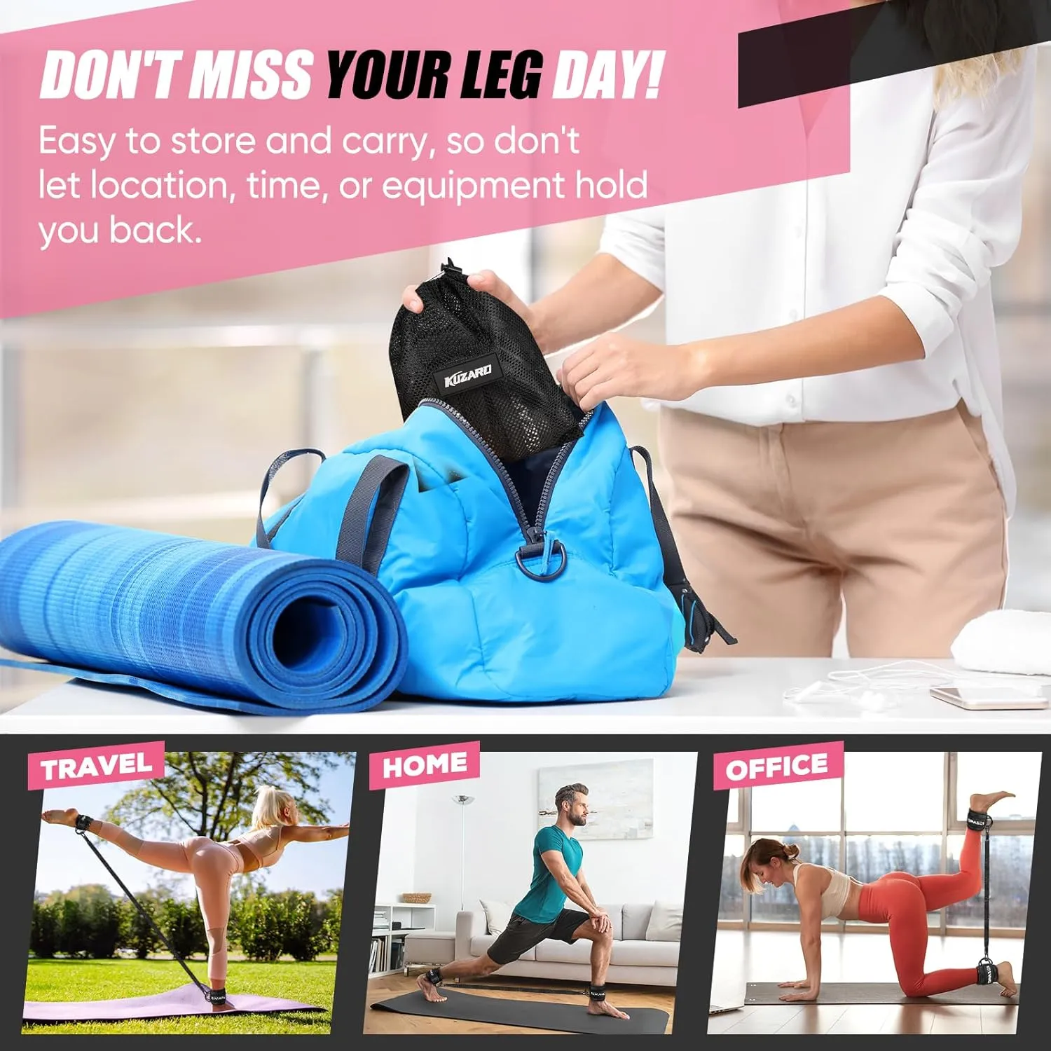Ankle Resistance Bands with Cuffs, Ankle Weights Bands for Working Out, Women Leg and Glutes Workout Equipment, Exercise Bands for Kickbacks, Butt and Booty Trainer, Home Gym Fitness Equipment