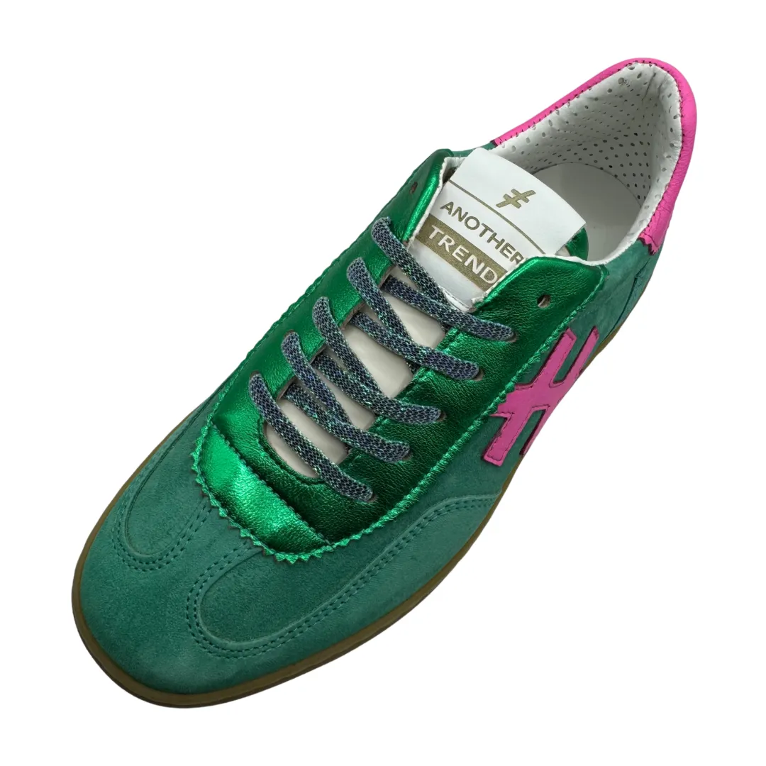Another Trend Green Suede & Pink Trainers