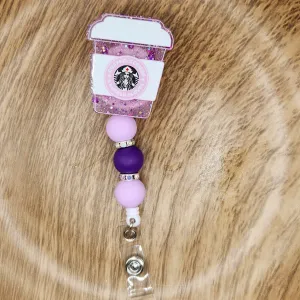 Badge Reel-Coffee Scrubs Rubber Gloves (Pink Glitter) NP015
