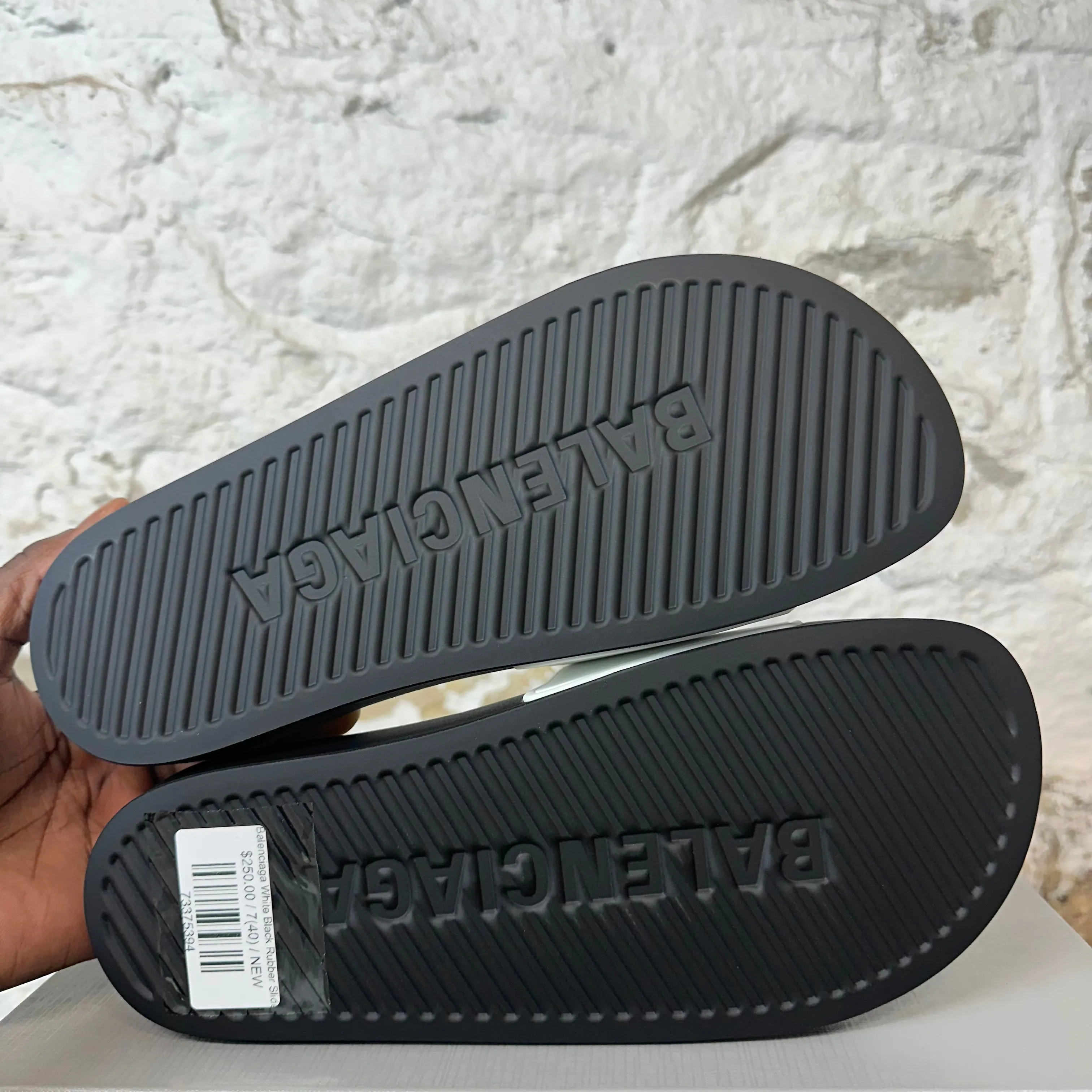 Balenciaga White Black Rubber Slide
