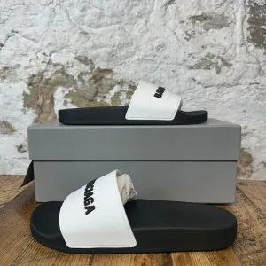 Balenciaga White Black Rubber Slide