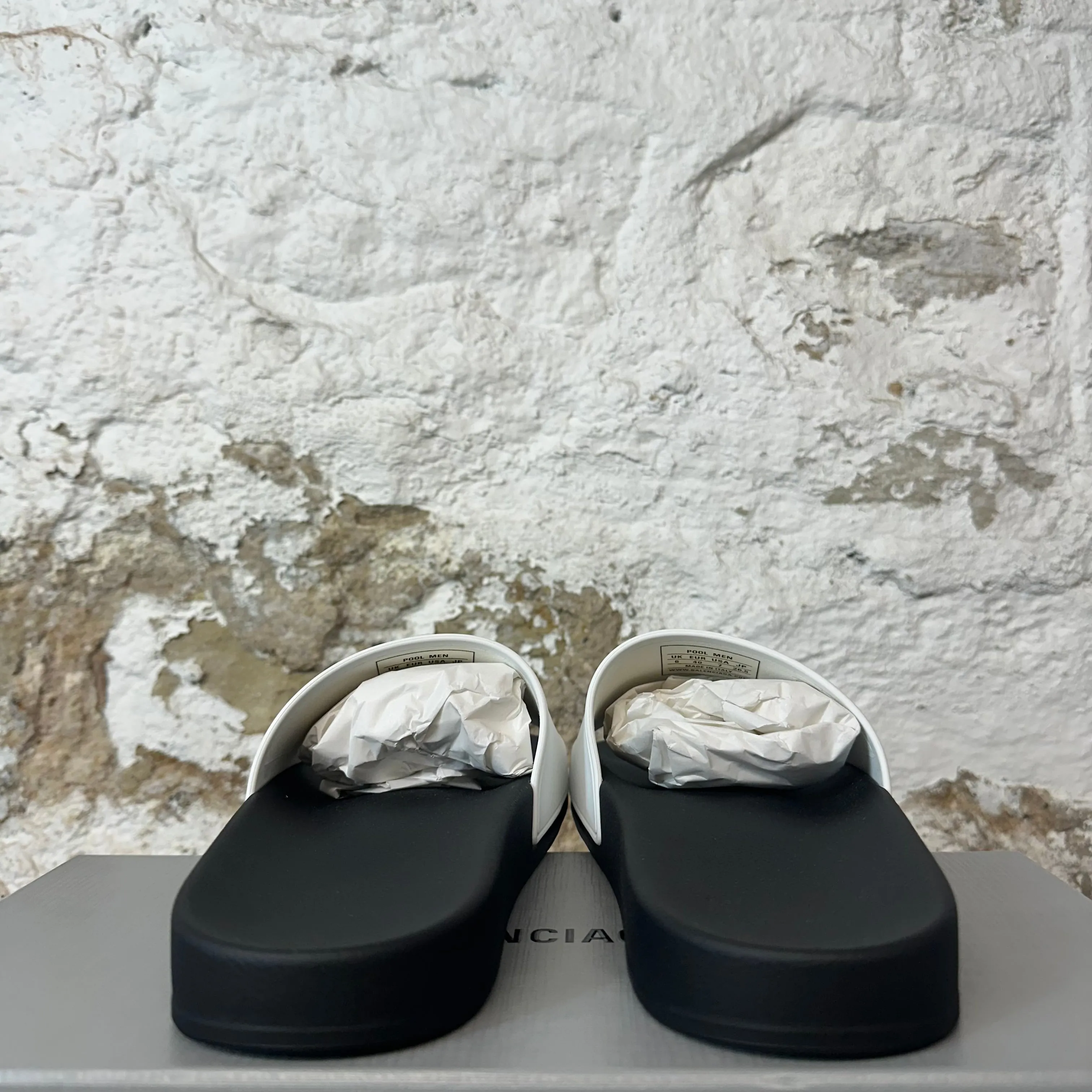 Balenciaga White Black Rubber Slide