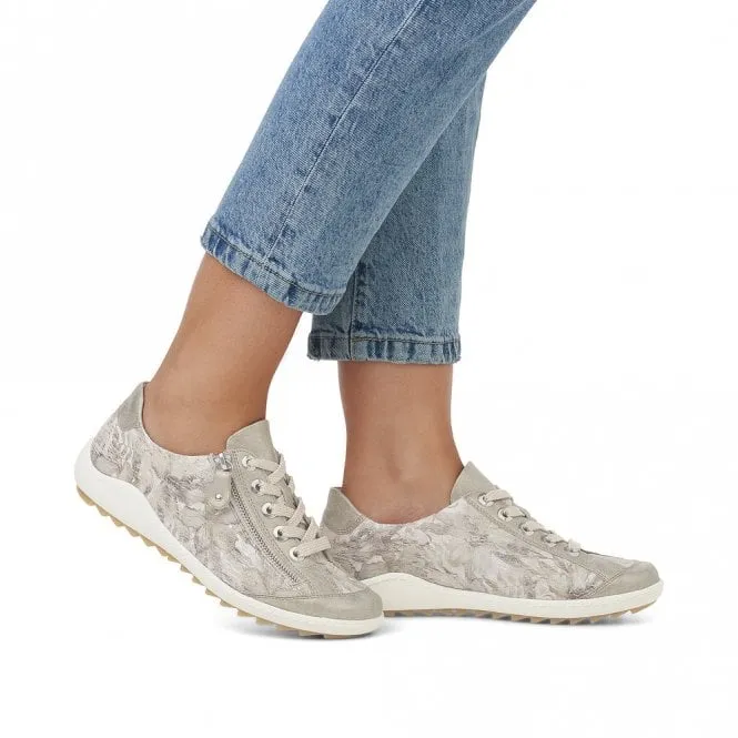 Bellflower Beige Multi Print Lace Ups