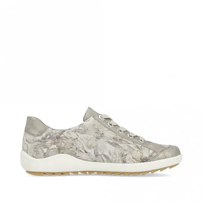 Bellflower Beige Multi Print Lace Ups
