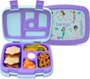 Bentgo Kids Prints Leak-Proof, 5-Compartment Bento-Style Kids Lunch Box - Ideal Portion Sizes for Ages 3-7, Durable, Drop-Proof, Dishwasher Safe, & Made with BPA-Free Materials (Mermaids in the Sea)