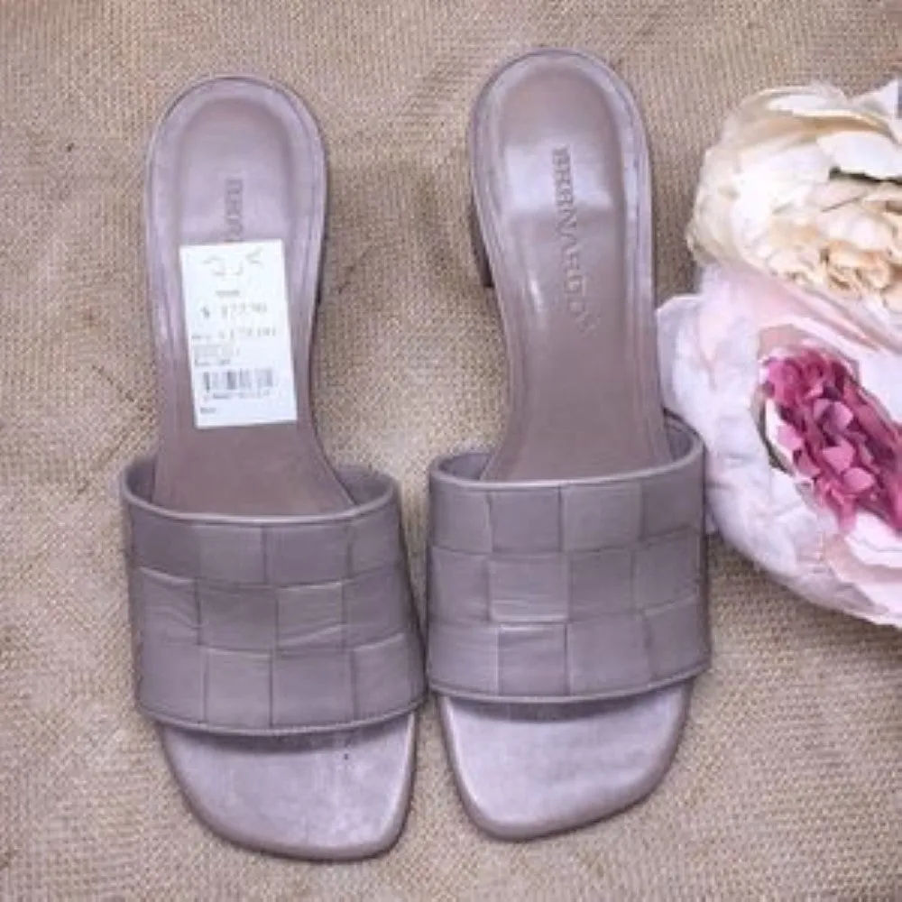 Bernardo Grey Leather Heeled Sandals 7.5M