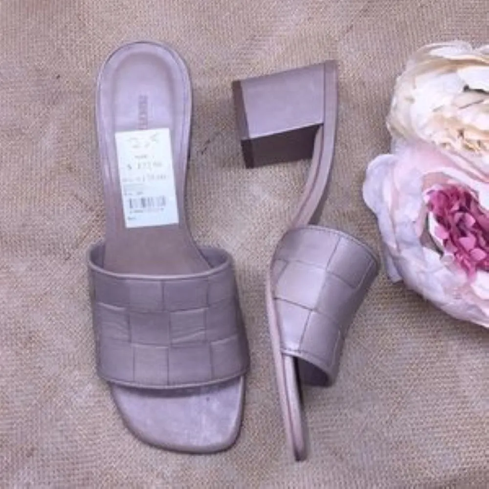 Bernardo Grey Leather Heeled Sandals 7.5M