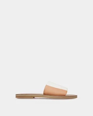 Bianka Leather Slides In Peach And Bone