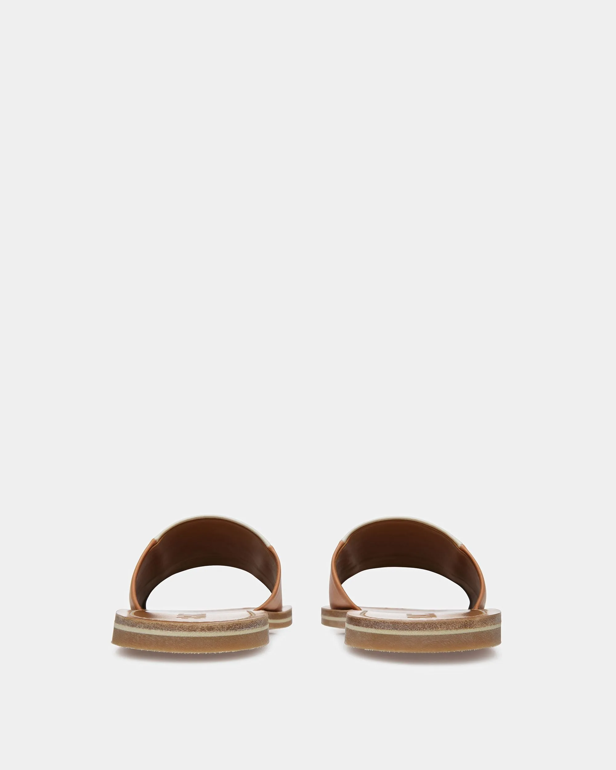 Bianka Leather Slides In Peach And Bone